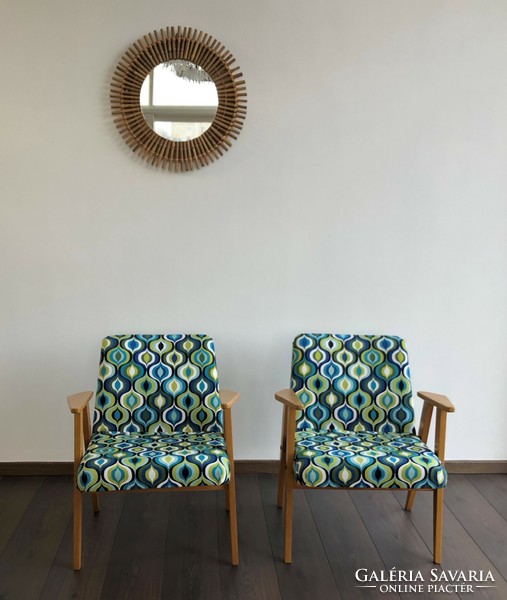 2 restored, retro, mid-century armchairs