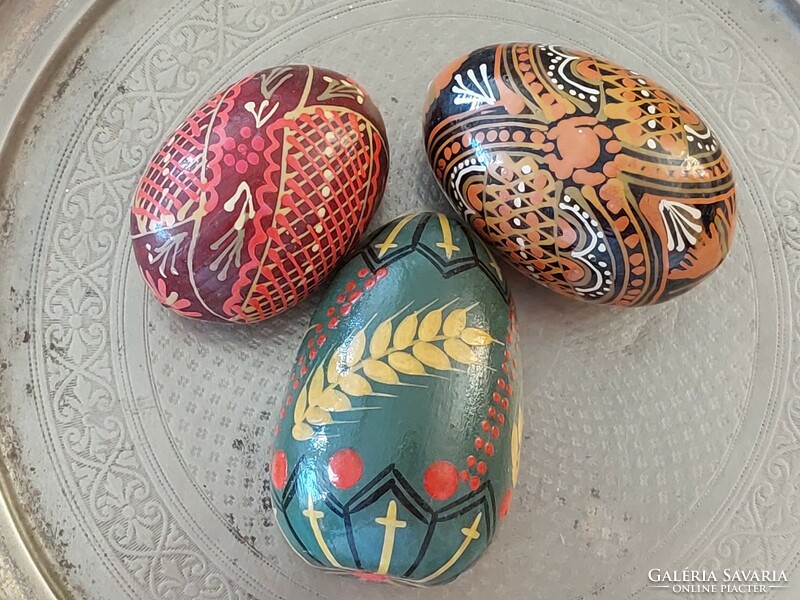 Régi festett fa tojás húsvéti tojások 3 db
