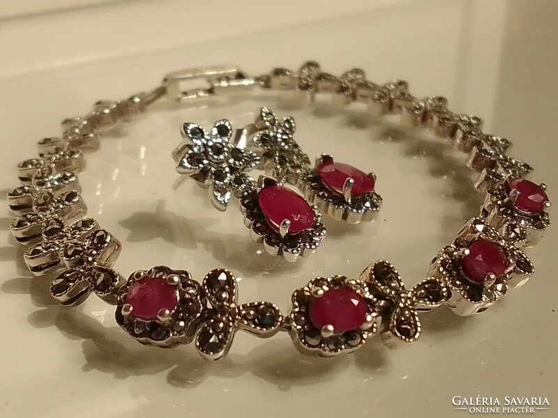 Ruby bracelet earrings jewelry set!