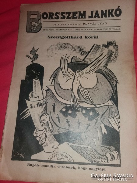 Antik BORSSZEM JANKÓ közélet politikahumor szatirikus hetilap újság 1928 / 1-10 számok 10 db EGYBEN
