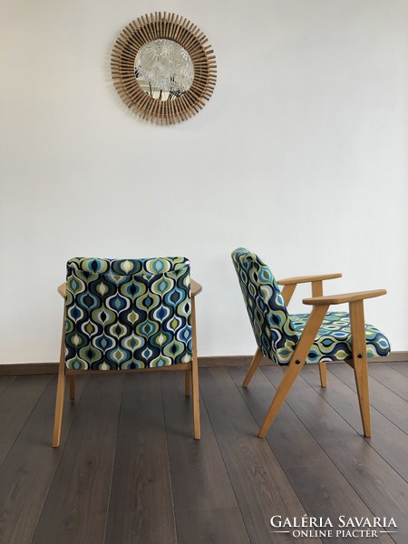 2 restored, retro, mid-century armchairs