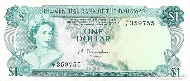 1 Dollar Bahamas 1974 t.B.Donaldson signature 2. Beautiful