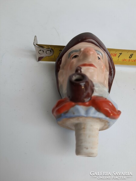 Pipe figure, old ceramics - stopper, glass stopper, bottle stopper