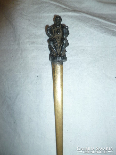 Antique metal leaf-cutting knife with sculpture figure