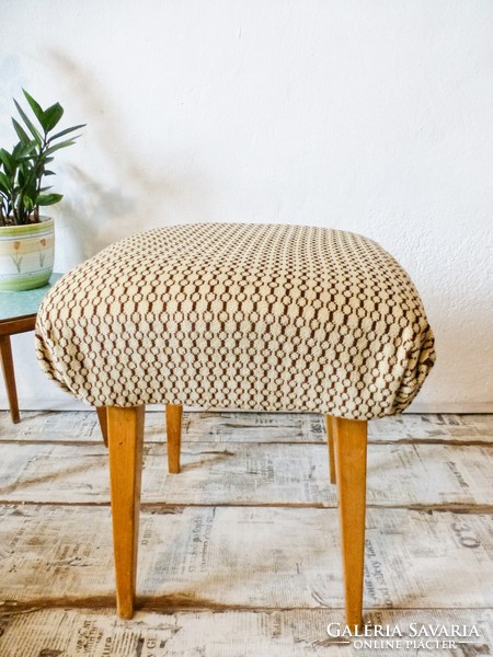 Retro ottoman, wooden leg, puff, stool