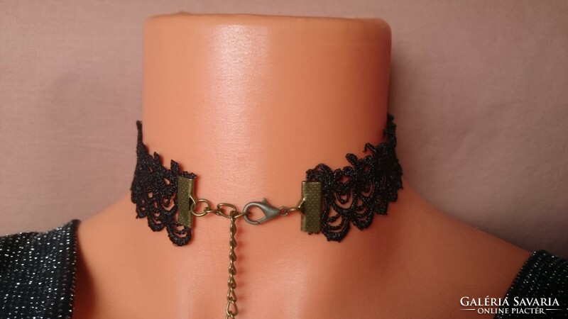 Black flower print lace choker necklaces