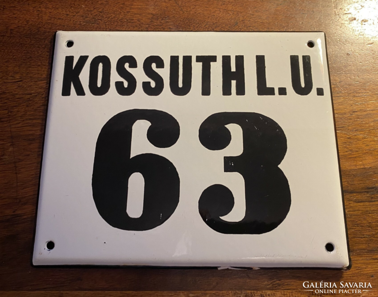 Kossuth l. U. 63 - House number plate (enamel plate, enamel plate)