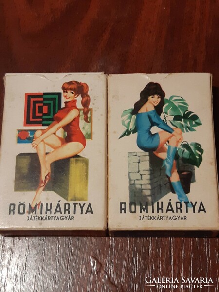 2 Decks of retro pin-up toy factory rummy cards