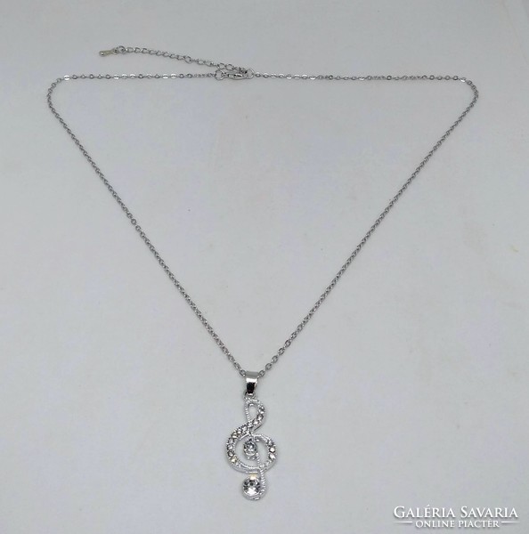 Silver-plated necklace with clear crystal violin case pendant 253