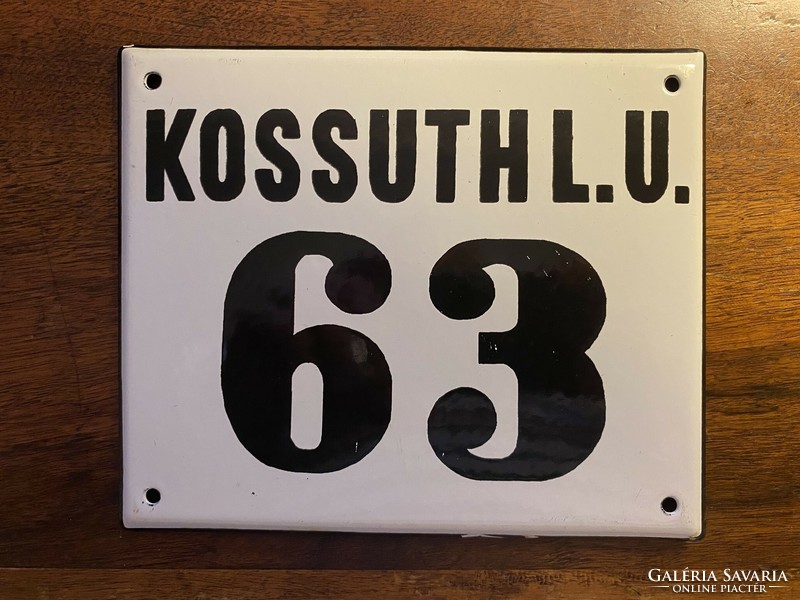 Kossuth l. U. 63 - House number plate (enamel plate, enamel plate)