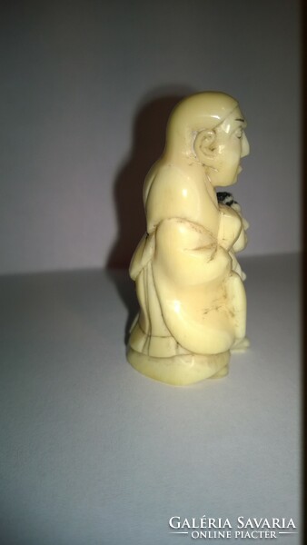 Japán csont netsuke 45 mm-művészi miniatűr csontfaragás-alkudható !