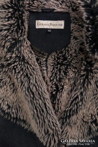 Gérard pasquier, women's long faux leather winter coat, size 44, like new.