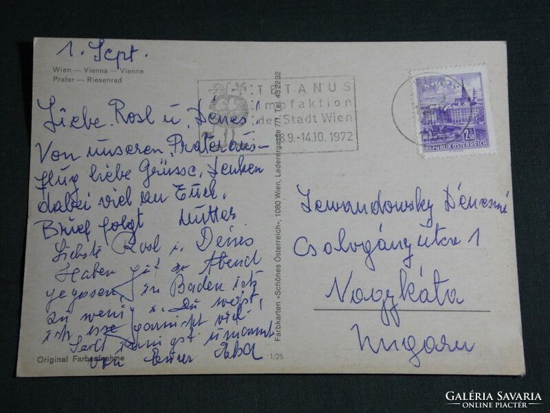 Képeslap,Postcard,Ausztria,Wien Prater, Bécs Vidámpark, óriáskerék