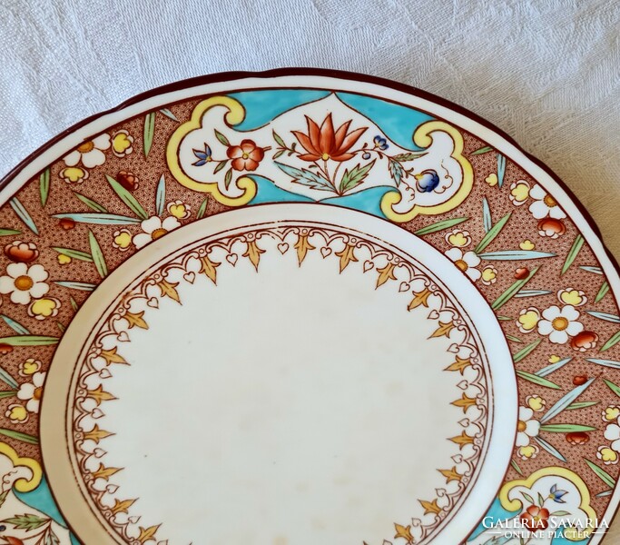 Antik fajansz Sarreguemines süteményes, reggeliző tányér  -  Minton dekorral