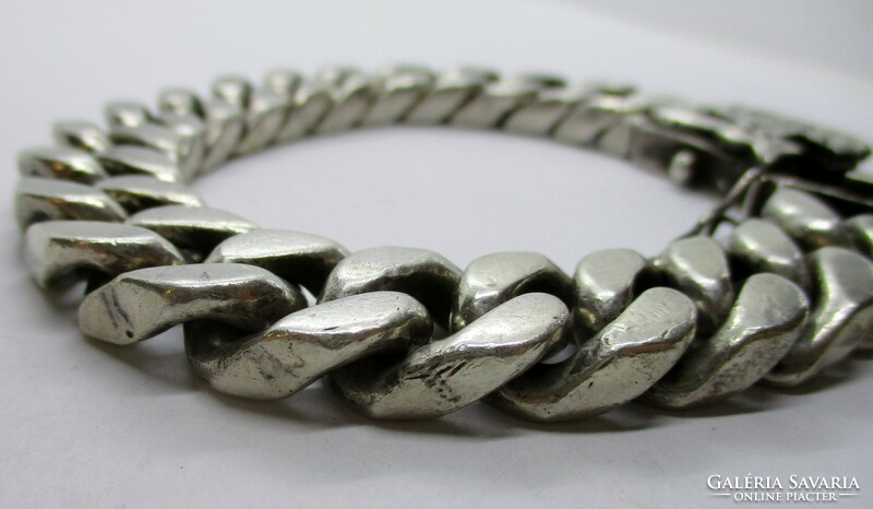 Unique large Aztec silver bracelet 169g