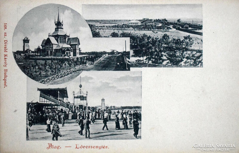 Alag (Dunakeszi) - Lóversenytér montázs fotó képeslap   1900 körül