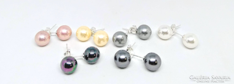 South Sea pearl earrings in 6 different colors, 10-11 mm, with silver-plated fittings