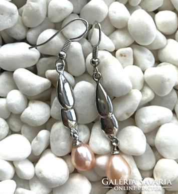 Champagne color 9*7 mm freshwater pearl, silver plated earrings 277