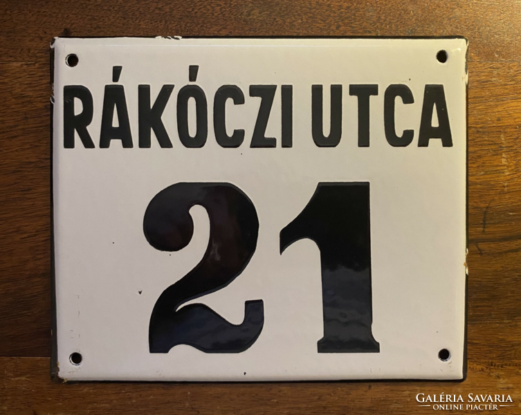 Rákóczi utca 21 - house number plate (enamel plate, enamel plate)