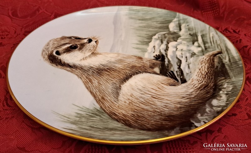 Vidrás dísztányér, vadászos porcelán tányér (L4460)
