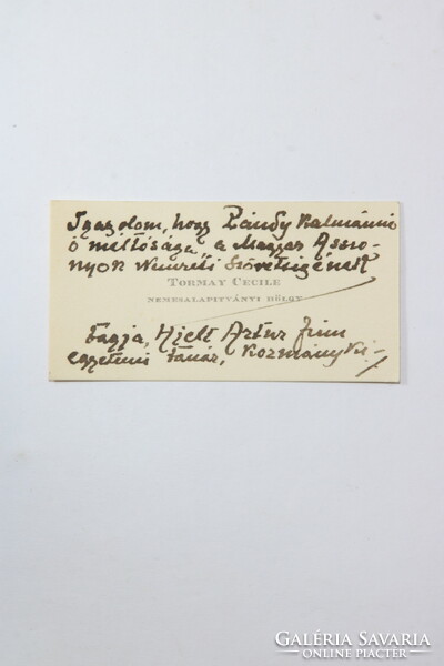 Manuscript - letter and business card of the writer Cécile Tormay with her own handwritten lines!!
