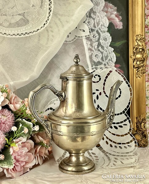 Gyönyörű antik ezüstözött teáskanna