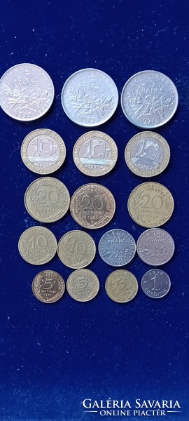 17 db régi francia pénzérme 1965-1990