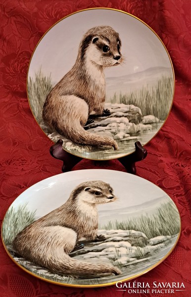 Otter decorative plate, hunting porcelain plate (l4460)