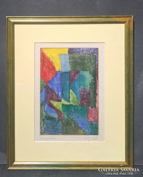 Early abstract picture from 1958! - Signed, unidentified
