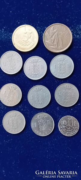 11 old Belgian coins 1951-1990