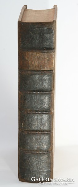 1735 - Huge antique book in half leather binding 22x34, nearly 1000 pages!!