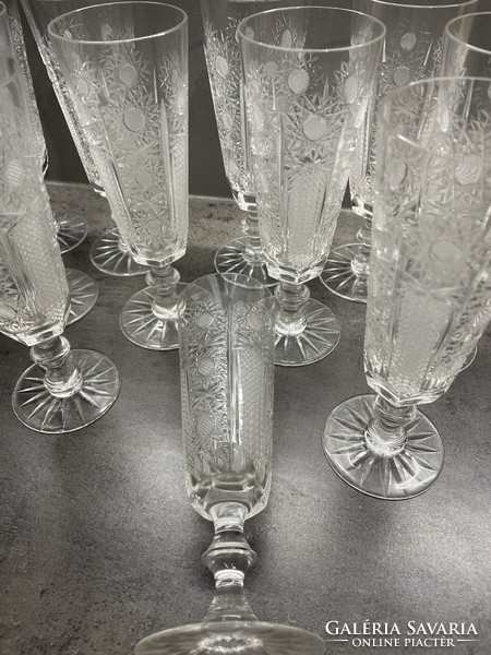 12 crystal champagne glasses