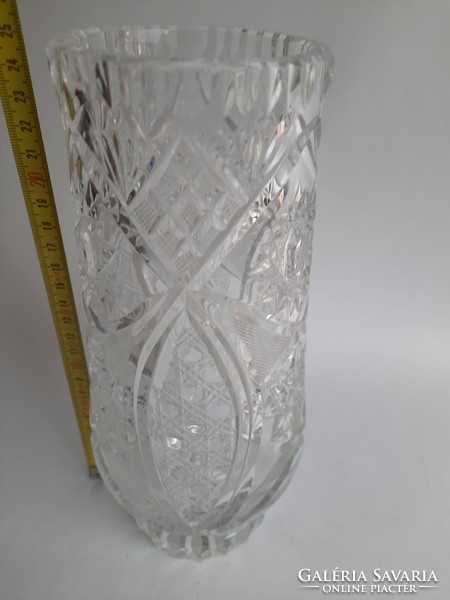 Large polished crystal vase 25 cm high