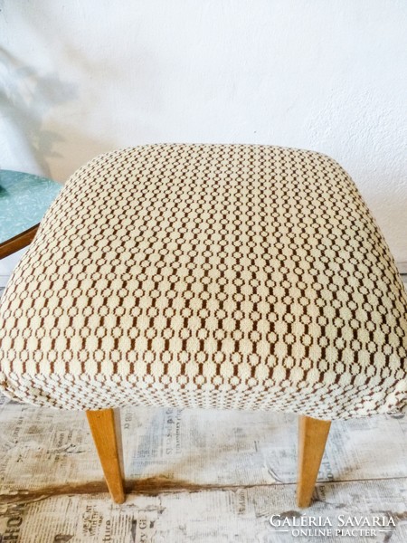 Retro ottoman, wooden leg, puff, stool