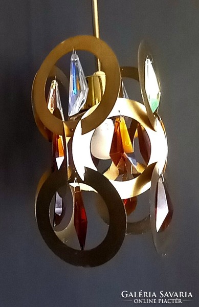 Vintage réz- kristály mennyezeti lámpa ALKUDHATÓ design