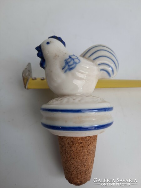 Rooster figure, old ceramic /porcelain?/ - Stopper, glass stopper, bottle stopper