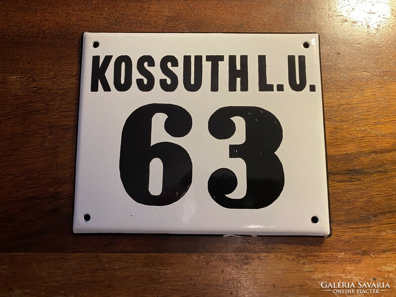 Kossuth l. U. 63 - House number plate (enamel plate, enamel plate)