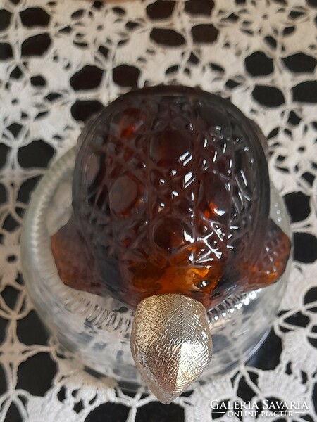 Retro brown glass turtle-shaped perfume bottle