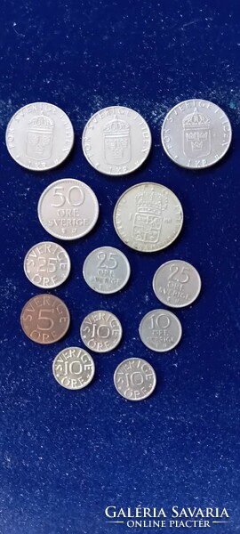 13 old Swedish coins 1962-1981