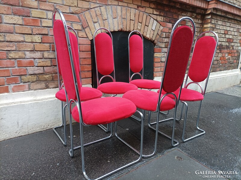 Extra 12-piece set, bauhaus style, chromed steel frame chairs