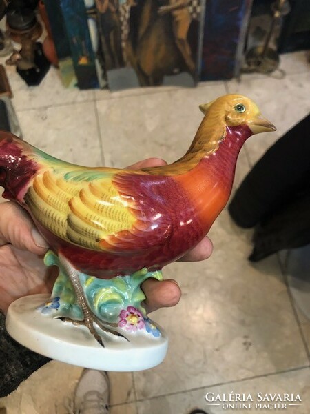 Herend pheasant hen porcelain statue, size 24 cm.