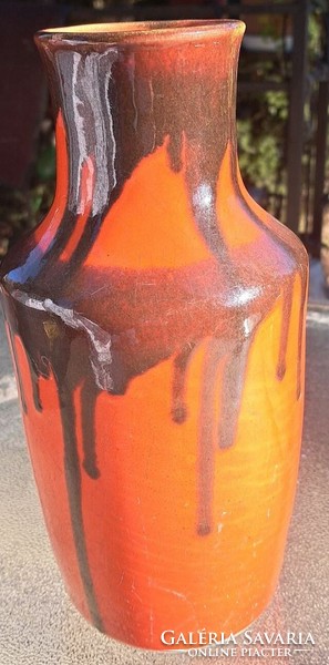 Art deco csurgatott mintás kerámia váza