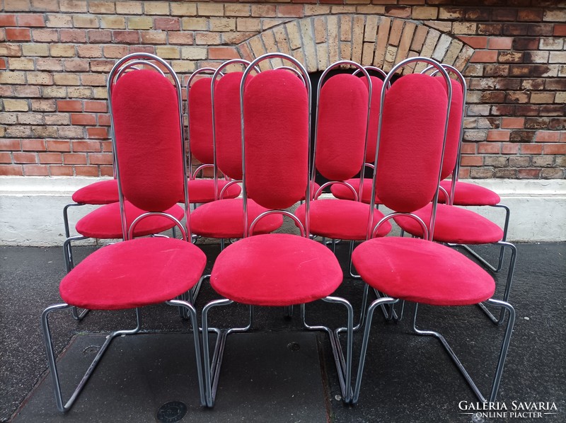 Extra 12-piece set, bauhaus style, chromed steel frame chairs