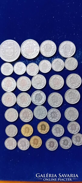 36 db régi svájci pénzérme 1944-1990