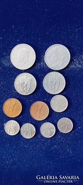 11 db régi norvég pénzérme 1969-1978