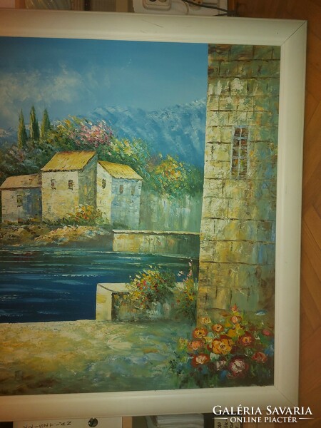 Mediterranean painting, oil on canvas, huge size! 91X122 cm+ frame!!!