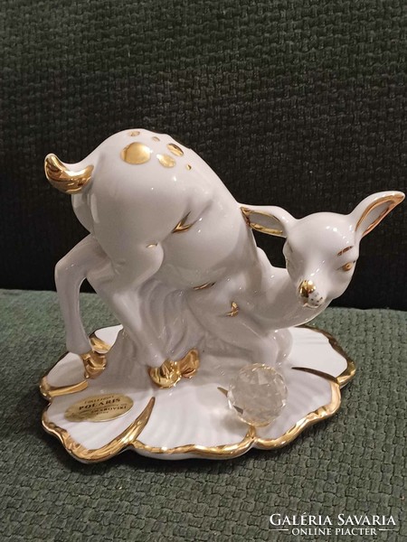 Capodimonte porcelán őz Swarovski kristállyal