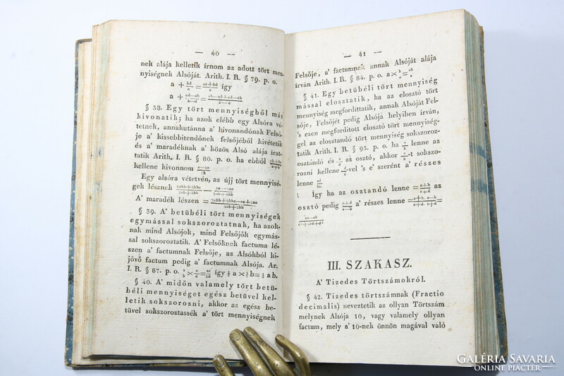 1833 - Méhes Sámuel - Közönséges Arithmetica  Korabeli félbőr kötésben - Szép!