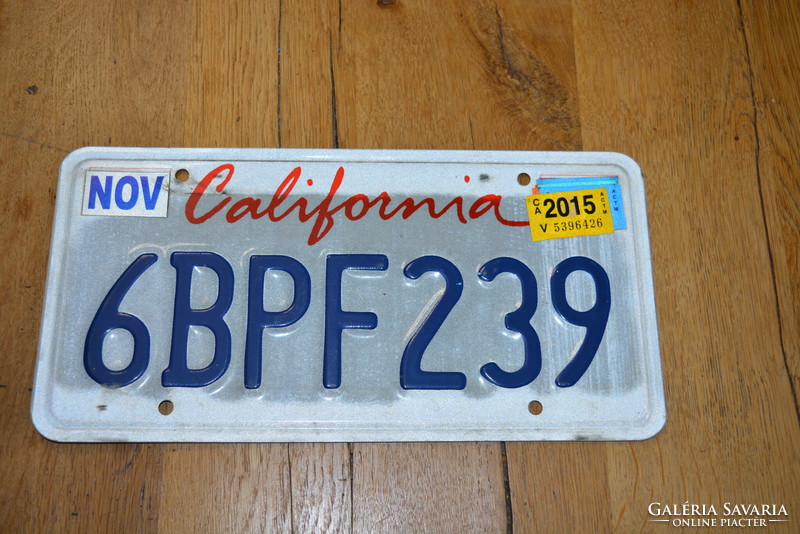 Amerikai rendszám eredeti California rendszámtábla 6BPF239 fém tábla
