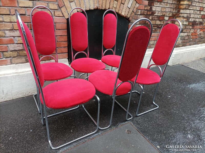 Extra 12-piece set, bauhaus style, chromed steel frame chairs